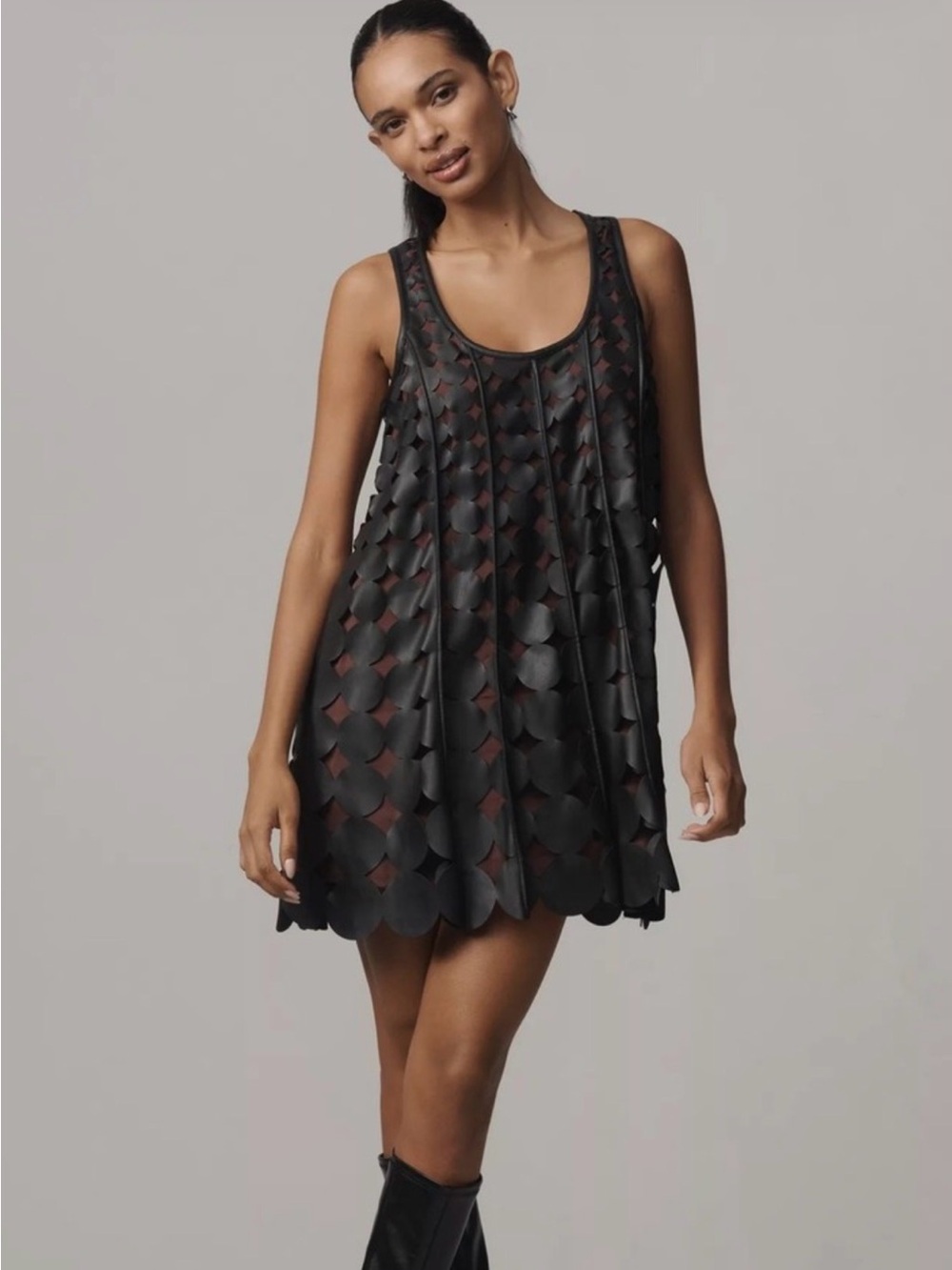 NWT Maeve faux leather cutout swing dress